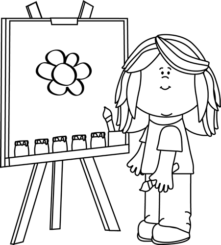 girl clipart black and white - photo #26