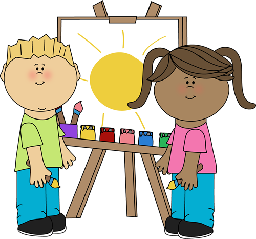 Kids Painting On Easel Clip Art Kids Painting On Easel Image