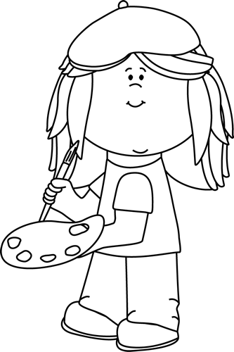 clipart girl black and white - photo #42