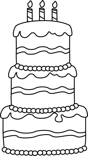 ... White Big Birthday Cake Clip Art - Black and White Big Birthday Cake