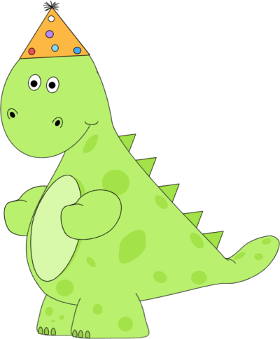 Birthday Dinosaur Wearing a Party Hat