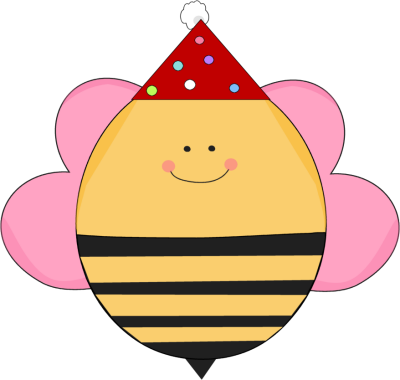 Girl Girl Birthday Bee in a Party Hat