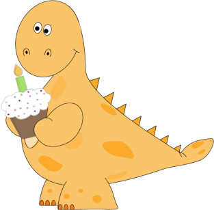 Orange Orange Dinosaur Birthday Cupcake