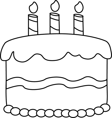 Small Black and White Birthday Cake Clip Art Image - black and white ...