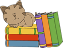 Cat Sleeping on a Stack of Books