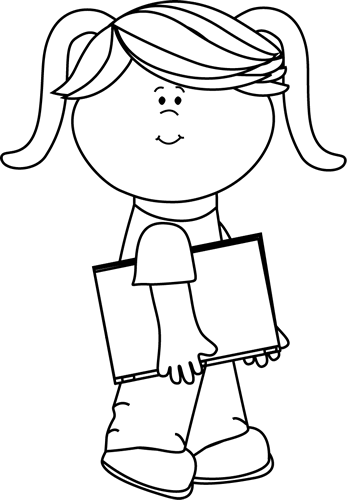 school girl clipart black and white - photo #22