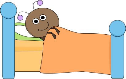 Bed Bug Clip Art Image - cute bug sleeping in a bed.