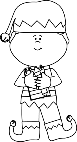 christmas elf clipart black and white - photo #8