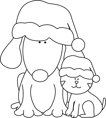 dog and cat clipart black and white - photo #4