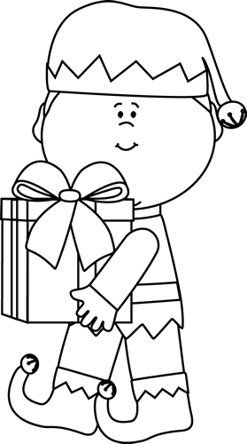 christmas elf clipart black and white - photo #12