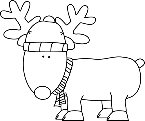 Black and White Christmas Reindeer Clip Art - black and white outline ...