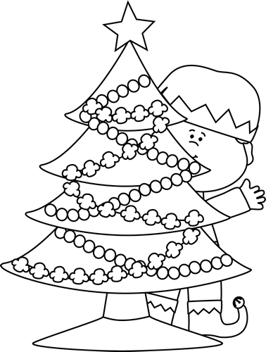 christmas elf clipart black and white - photo #26