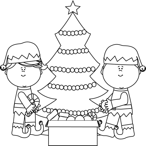 christmas elf clipart black and white - photo #20
