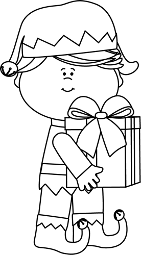 christmas elf clipart black and white - photo #5