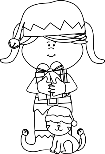 christmas elf clipart black and white - photo #9
