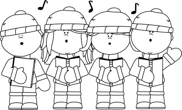 Black and White Christmas Carolers Clip Art - black and white outline ...
