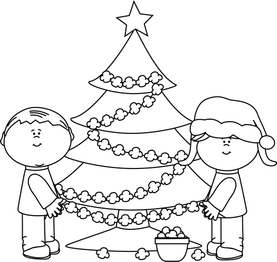 christmas trees clipart in black and white - photo #31