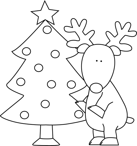 free clip art black and white christmas tree - photo #14
