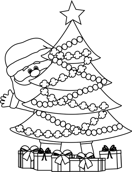 free clipart christmas tree black and white - photo #36