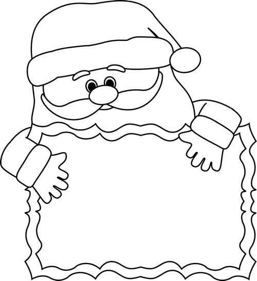 Black and White Santa Sign Clip Art - Black and White Santa Sign Image