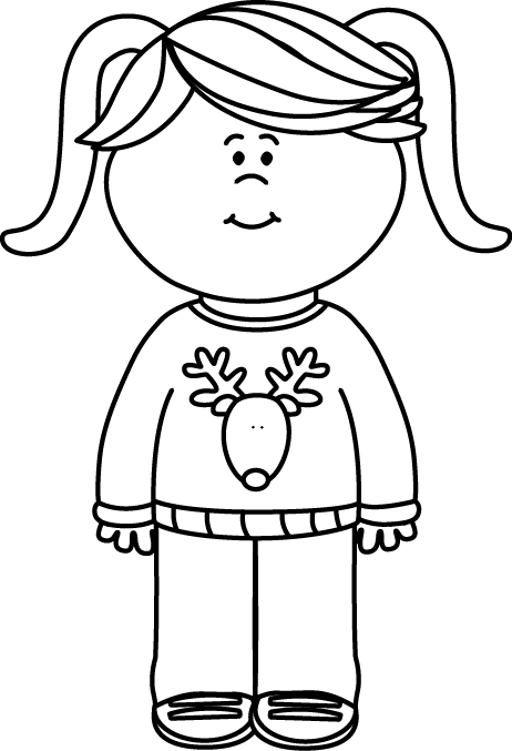 girl clipart black and white - photo #47