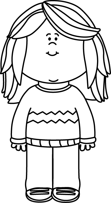 school girl clipart black and white - photo #35