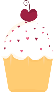 Cupcake and Hearts Clip Art Image