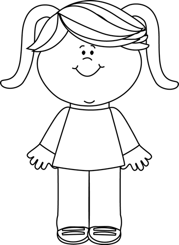 girl clipart black and white - photo #1