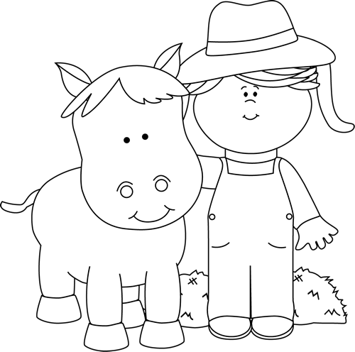 free black and white clipart of farm animals - photo #46