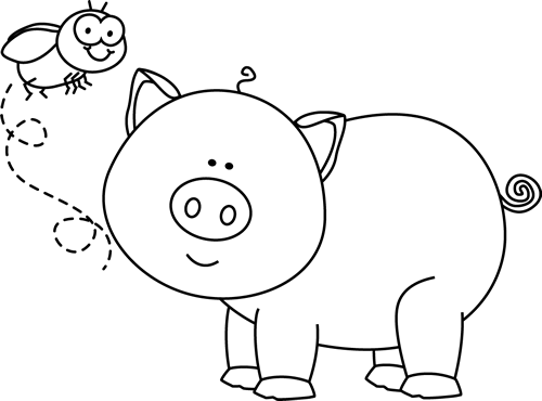 clipart pig black and white - photo #1