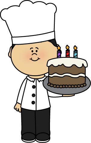 Chef with Birtday Cake Clip Art