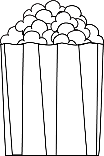 free popcorn clipart black and white - photo #3