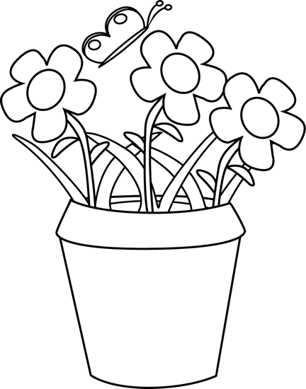 clipart flowers black and white - photo #37