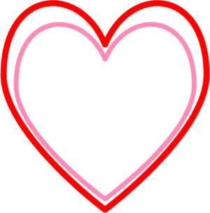 Pink and Red Heart Outline