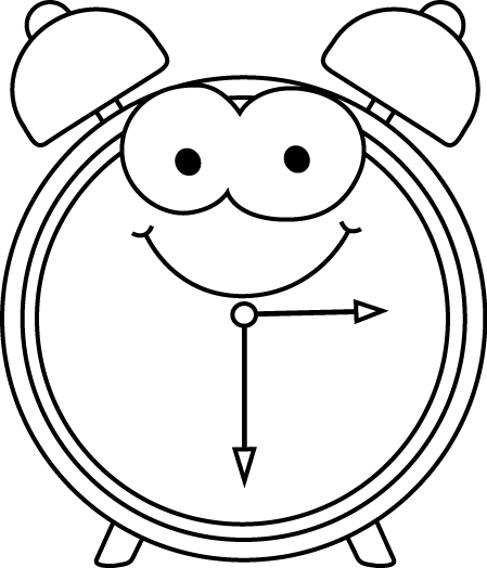 Black and White Black and White Cartoon Alarm Clock
