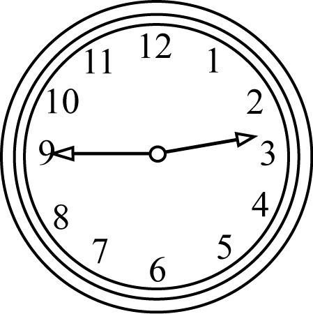 Black and White Clock Quarter to the Hour