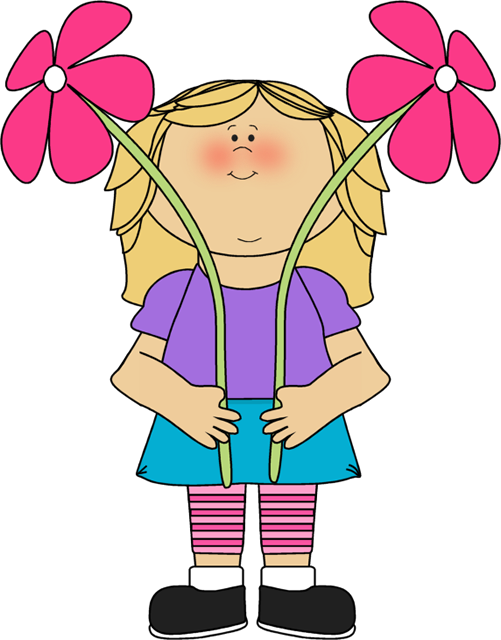 clipart girl with flowers - photo #3