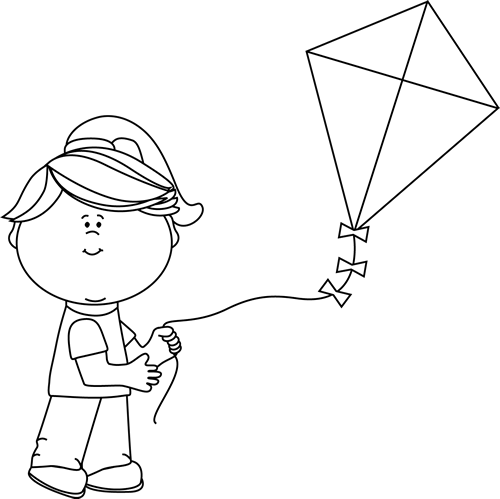 clipart black and white kite - photo #5
