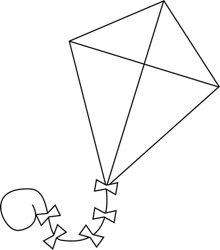 clipart black and white kite - photo #1