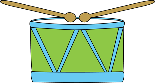 Drum Clip Art Image  blue and green drum with drumsticks. Great for 