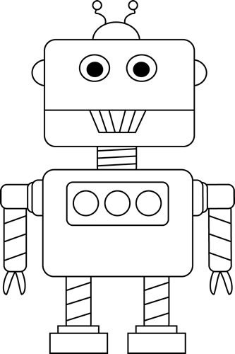 free robot clipart black and white - photo #2