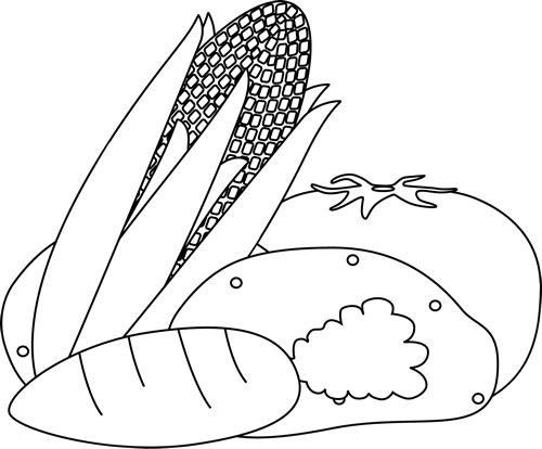 clipart of vegetables in black and white - photo #42
