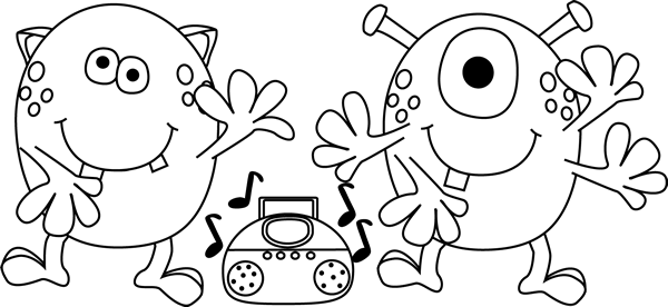 free black and white monster clipart - photo #5