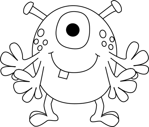 free black and white monster clipart - photo #1