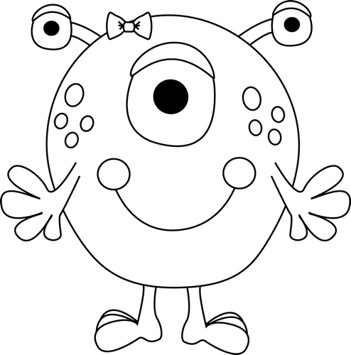 free black and white monster clipart - photo #3