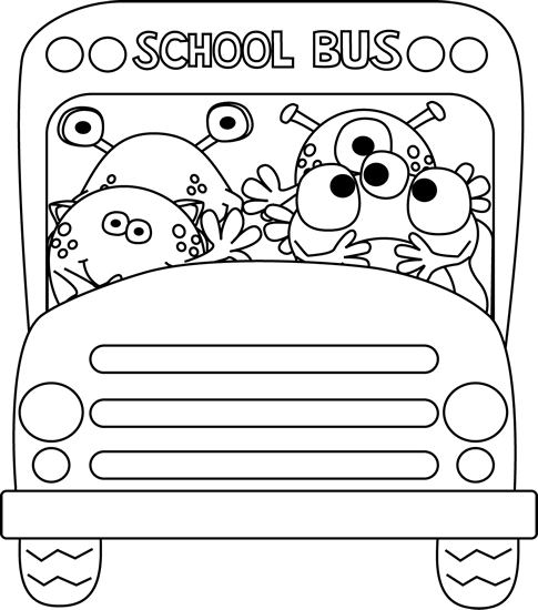 clipart school bus black and white - photo #38