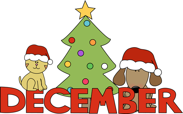 Month of December Christmas Pets Clip Art Month of