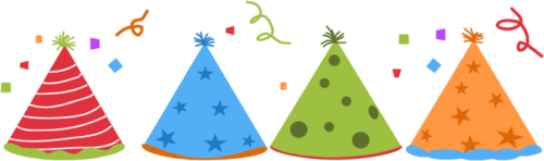 Party Hats and Confetti Clip Art Image