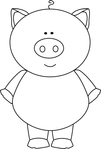 free black and white pig clipart - photo #13