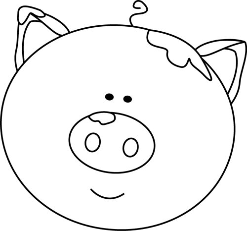 free black and white pig clipart - photo #49